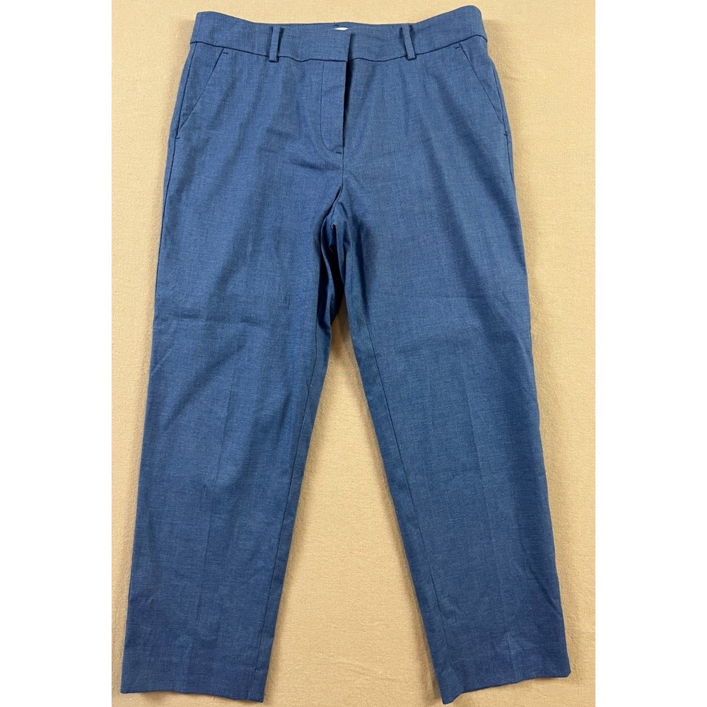 Loft Riviera Slim Blue Trouser Pants Women's 10 Straight-Leg Cotton Stretch